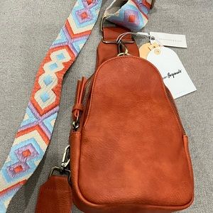 Anthropologie Urban Originals Liberty Crossbody Bag Rust / Red / Rouge